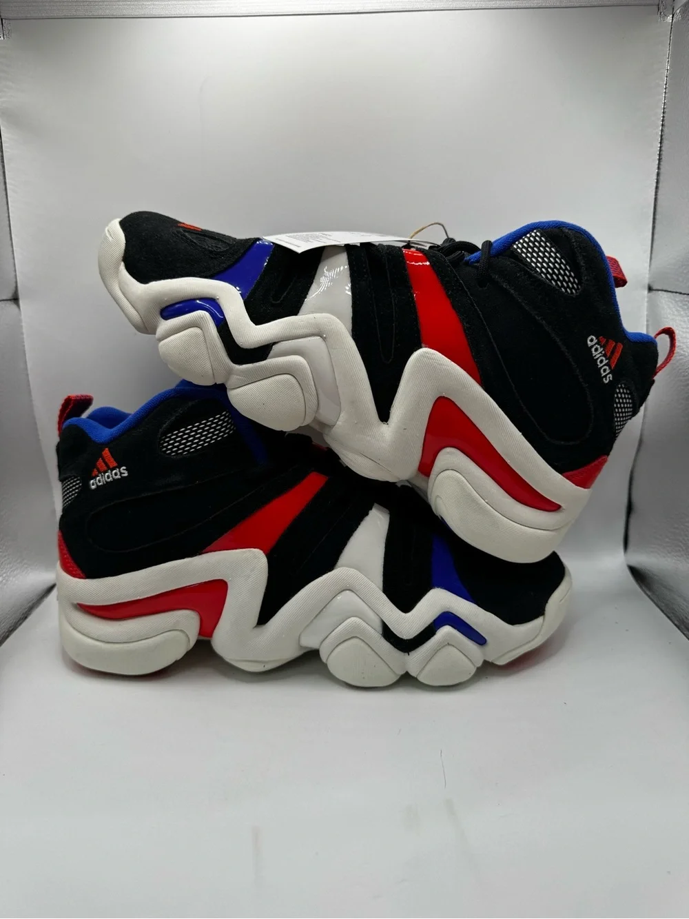 adidas mens crazy 8 Basketball Shoes - Black/Red/Blue